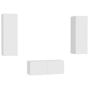 vidaXL 3 Piece TV Cabinet Set White Engineered Wood