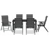 vidaXL Garden Dining Set Height-Adjustable 7 pcs Grey Poly rattan