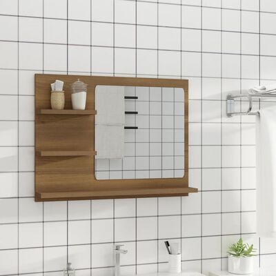 vidaXL Bathroom Mirror Brown Oak 60x10.5x45 cm Engineered Wood