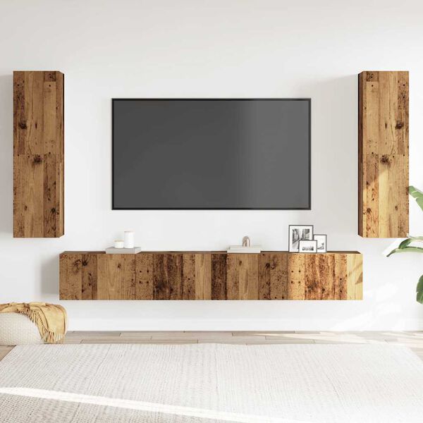 vidaXL Wall Mounted TV cabinets 4 pcs Old Wood Engineered Wood