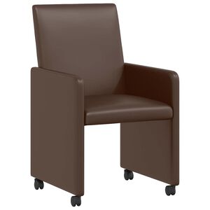 vidaXL Dining Chairs with Wheels 2 pcs Brown 57 x 66 x 94 cm