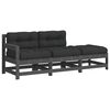 vidaXL 3 Piece Garden Lounge Set with Cushions Grey Solid Wood