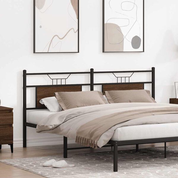 vidaXL Headboard Brown Oak 183 cm Engineered Wood and Steel