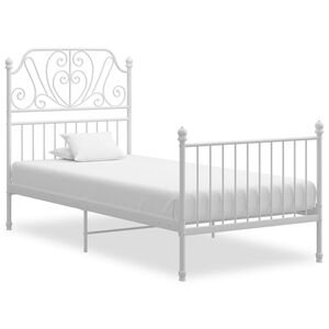 vidaXL Bed Frame without Mattress White Metal 100x200 cm
