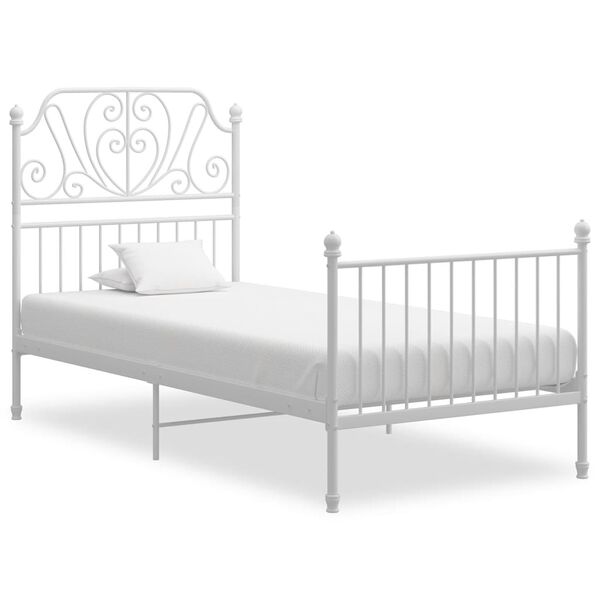 vidaXL Bed Frame without Mattress White Metal 100x200 cm