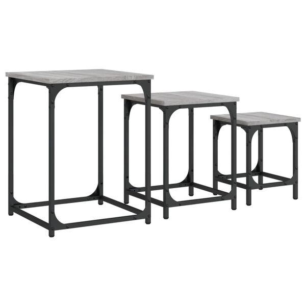 vidaXL Nesting Coffee Tables 3 pcs Grey Sonoma Engineered Wood