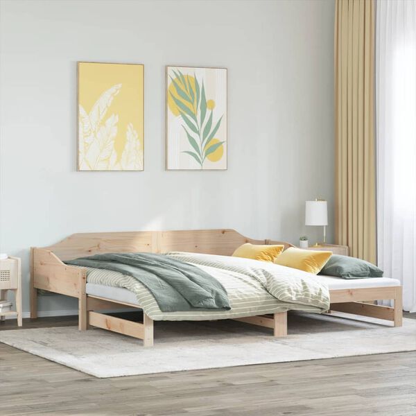 vidaXL Daybed with Trundle without Mattress 90x200 cm Solid Wood