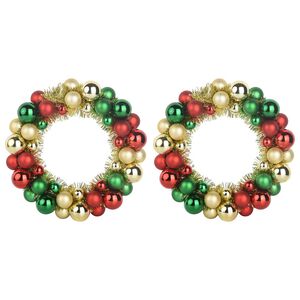 vidaXL Christmas Ball Wreathes 2 pcs LEDs Multicolour 33 x 33 x 7 cm