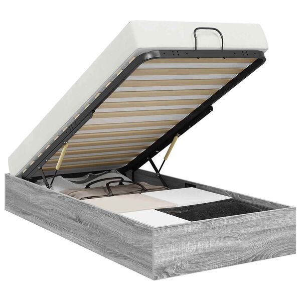 vidaXL Ottoman Bed Frame Grey Sonoma 203 x 90 x 25 cm Chipboard