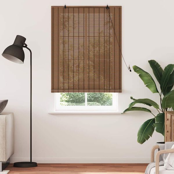vidaXL Roller Blind with Curtains Manual Brown 110 x 220 cm Bamboo