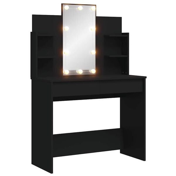 vidaXL Dressing Table with LED Lights Black 96x40x142 cm