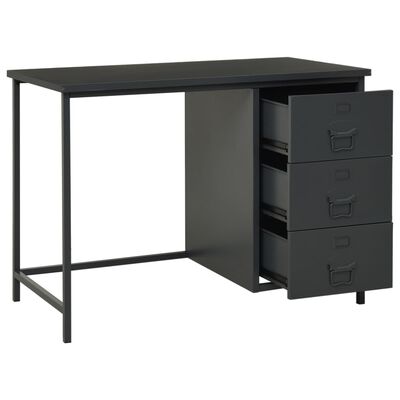 vidaXL Industrial Desk with Drawers Anthracite 105x52x75 cm Steel