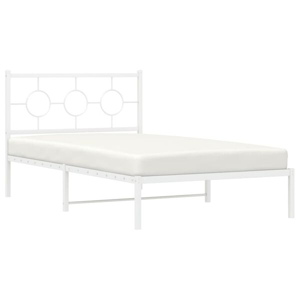 vidaXL Metal Bed Frame without Mattress with Headboard White 107x203cm