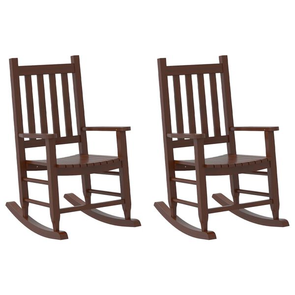 vidaXL Rocking Chairs for Children 2 pcs Brown Solid Wood Poplar
