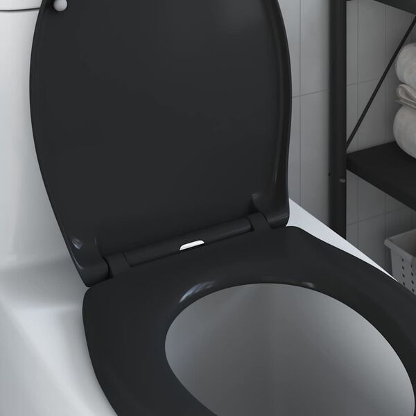 vidaXL Toilet Seat Black 47 x 37 x 4 cm Duroplast