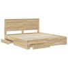 vidaXL Bed Frame with Drawer with Headboard Manual Engineered Wood