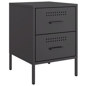 vidaXL Bedside Cabinet Black 36x39x50.5 cm Steel
