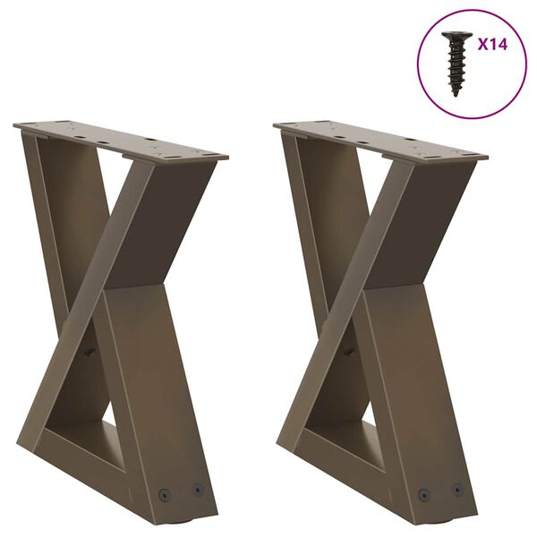 vidaXL Coffee Table Legs 2 pcs Natural Steel 40x(30-31.3) cm Steel