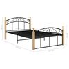 vidaXL Bed Frame without Mattress Black Metal&Solid Oak Wood 120x200 cm