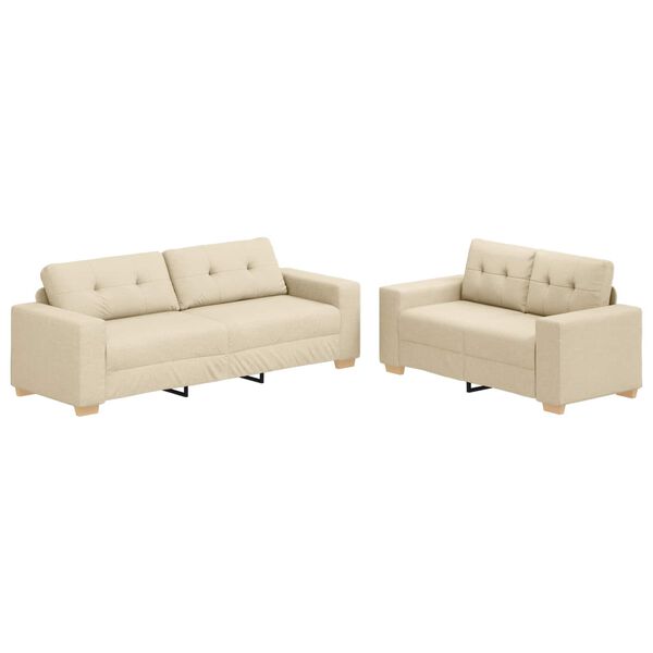 vidaXL Sofa 2 pcs Cream Fabric
