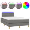 vidaXL Box Spring Bed with Mattress&LED Dark Grey 120x200cm Fabric