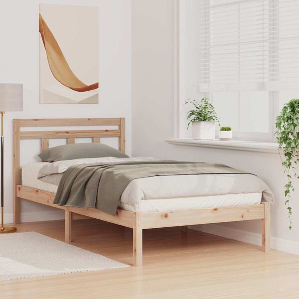 vidaXL Bed Frame Brown 100 x 200 cm Solid Pine Wood