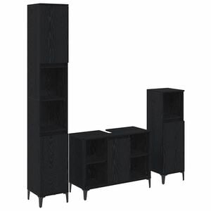 vidaXL Bathroom Furniture Set 3 pcs Black oak Engineered wood