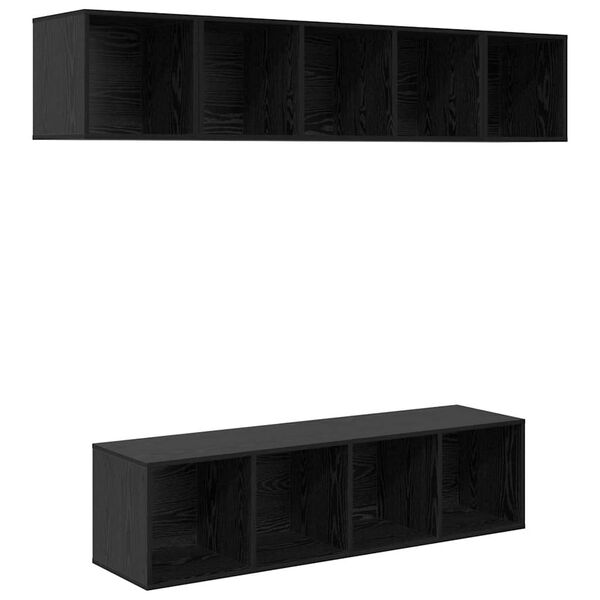 vidaXL TV Cabinet Set Wall-mounted 4 pcs Black Oak Engineered Wood