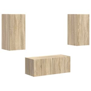 vidaXL TV Cabinet Set Wall-mounted 2 pcs Sonoma Oak Engineered Wood