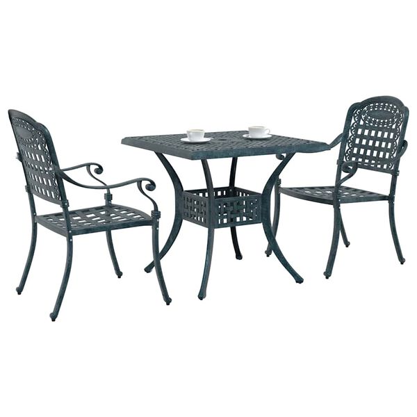 vidaXL Garden Table Set 3 pcs Green Cast Aluminium