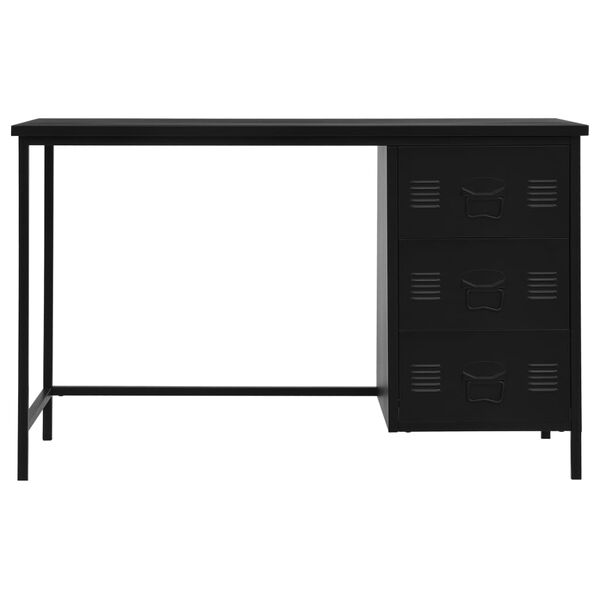 vidaXL Desk with Drawers Industrial Black 120x55x75 cm Steel