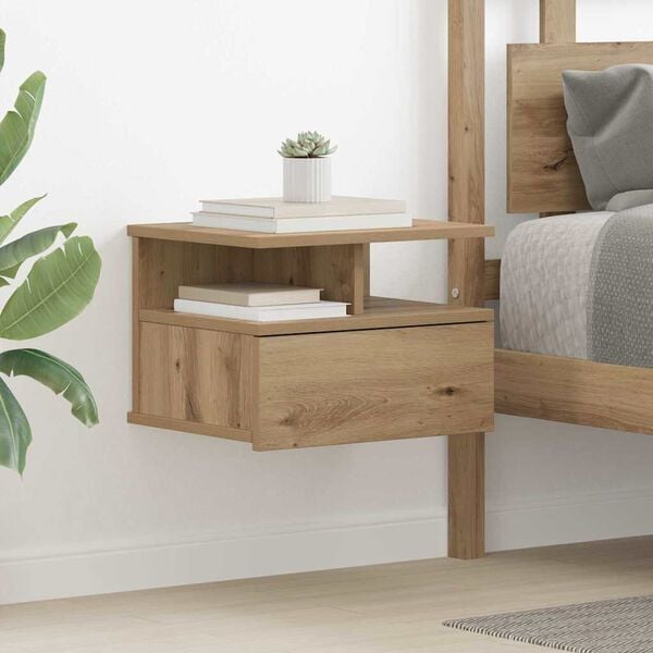 vidaXL Floating Nightstand 2 pcs Artisan Oak 40 x 31 x 28 cm