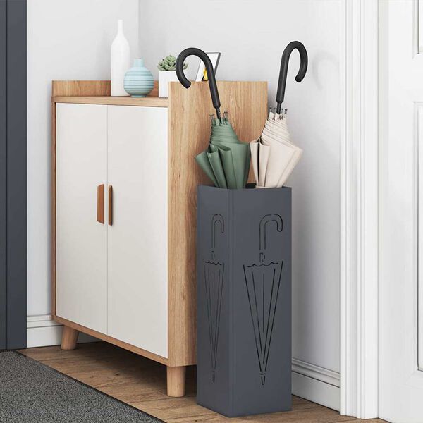 vidaXL Umbrella Stand Anthracite 15.5 x 15.5 x 49 cm Metal