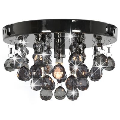 vidaXL Ceiling Lamp with Smoky Beads Black Round G9