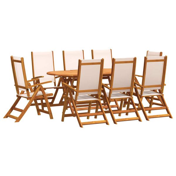 vidaXL 9 Piece Garden Dining Set Solid Wood Acacia and Textilene