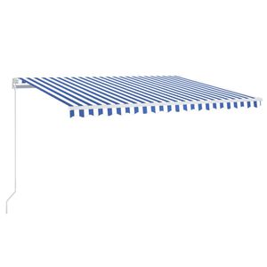 vidaXL Manual Retractable Awning 450x350 cm Blue and White