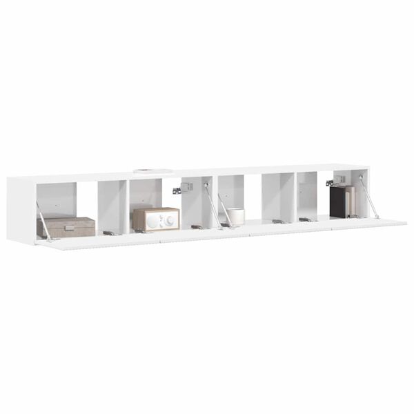 vidaXL TV Wall Cabinet 2 pcs Gloss White 98 x 31 x 29.5 cm