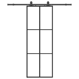 vidaXL Sliding Door with Hardware Set Black 76x205 cm ESG Glass