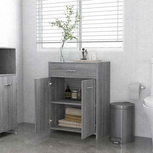 vidaXL Bathroom Cabinet Grey Sonoma 60x33x80 cm Engineered Wood