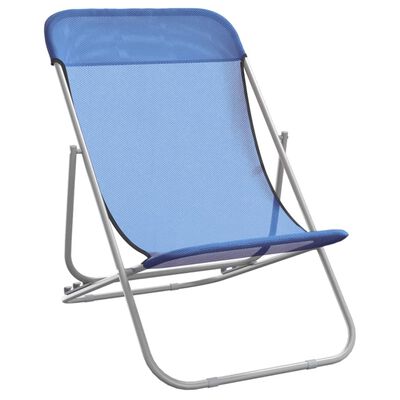 vidaXL Folding Beach Chairs 2 pcs Blue Textilene&Powder-coated Steel