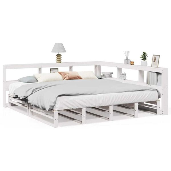 vidaXL Bookcase Bed without Mattress White 180x200cm Solid Wood Pine