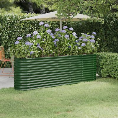 vidaXL Garden Raised Bed Powder-coated Steel 224x40x68 cm Green