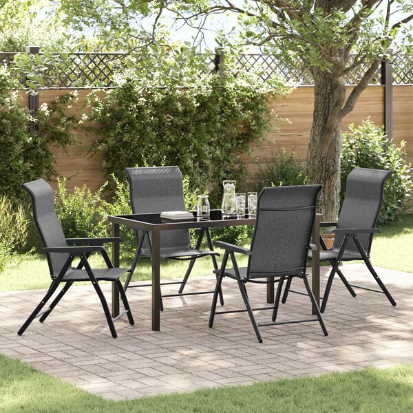 vidaXL Garden Dining Set Height-Adjustable 5 pcs Grey Poly rattan