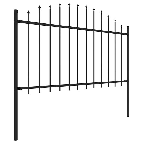 vidaXL Garden Fence with Spear Top Steel 1248x150 cm Black