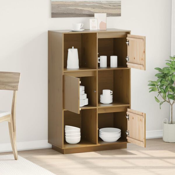 vidaXL Highboard Honey Brown 74x35x117 cm Solid Wood Pine