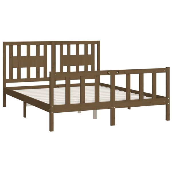 vidaXL Bed Frame without Mattress Brown Solid Wood Pine King Size