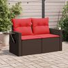 vidaXL Garden Sofa with Cushions 2-Seater Brown Poly Rattan