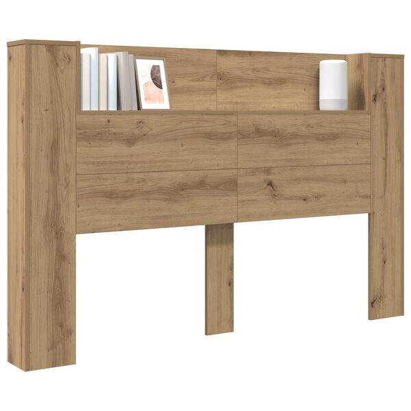 vidaXL Headboard Cabinet with LED Artisan Oak 160 x 16.5 x 103.5 cm
