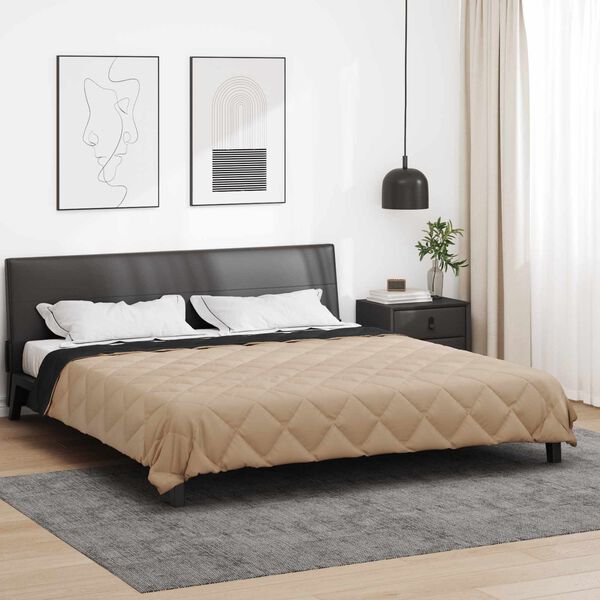 vidaXL Full Year Duvet Black and Taupe 220 x 240 cm Microfiber