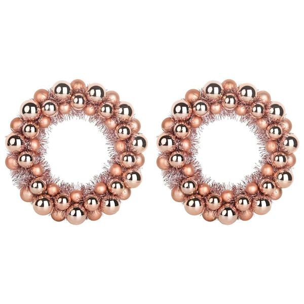 vidaXL Christmas Ball Wreathes 2 pcs Rose Gold 33 x 33 x 7 cm
